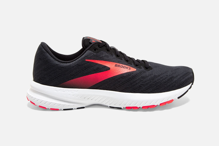 Brooks Launch 7 Mens Australia - Road Running Shoes - Black/Coral (038-XIKES)